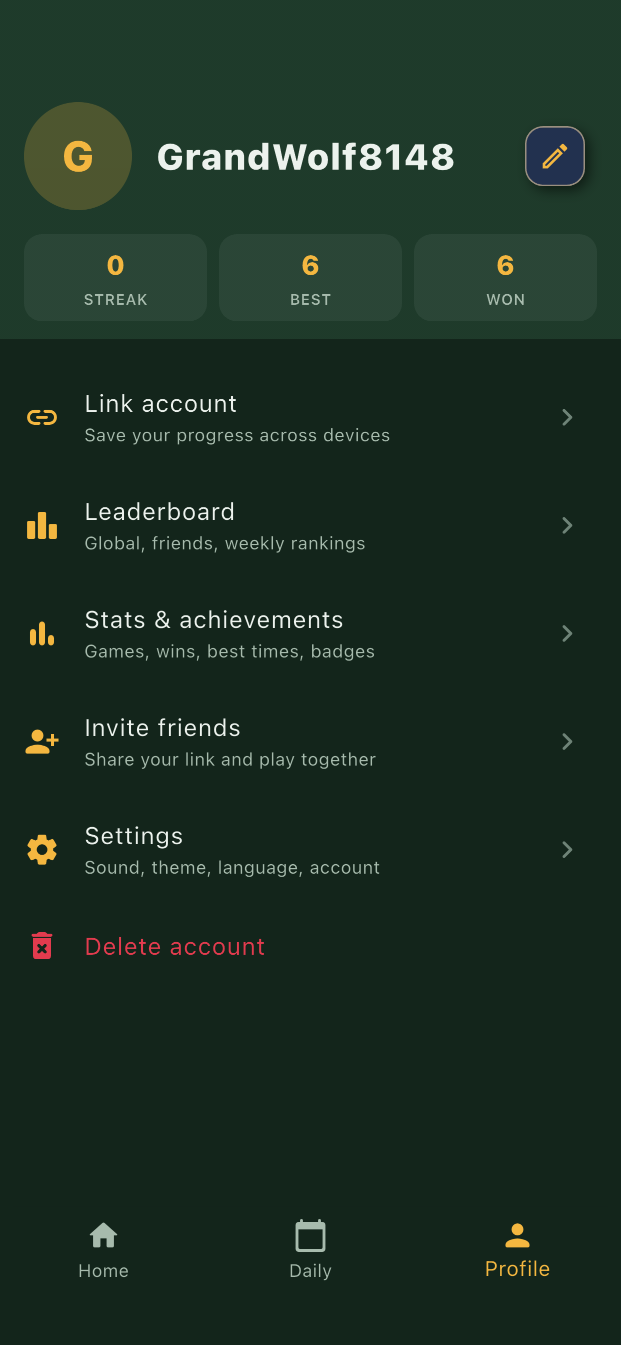 Pocket Solitaire profile & stats
