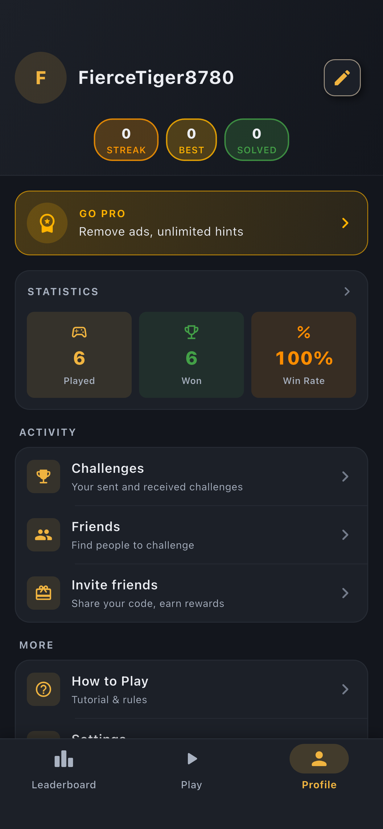 Pocket Sudoku profile & stats